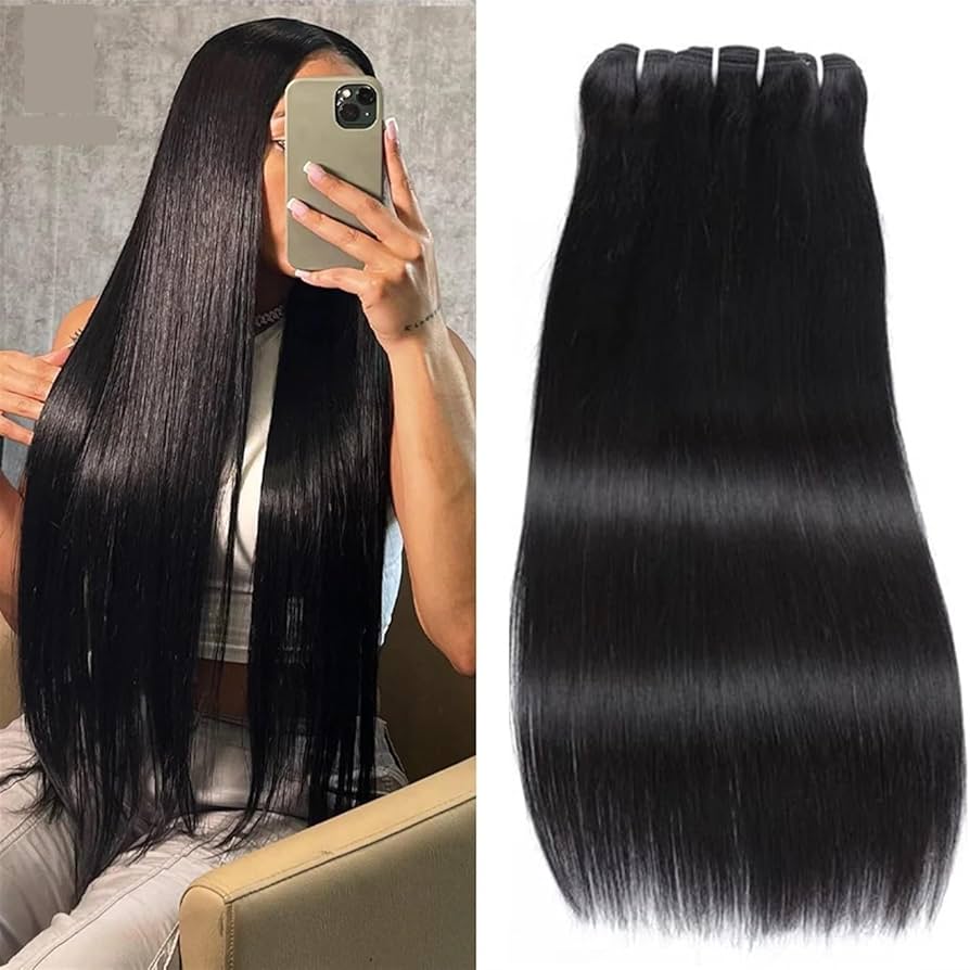 ヘアエクステンション 100％人間の髪の毛 Amazon.co.jp: 人間の髪の毛の束 ブラジル人ストレートヘア